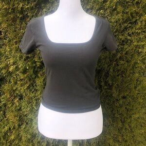 Brandy Melville Charcoal Short Sleeve Top